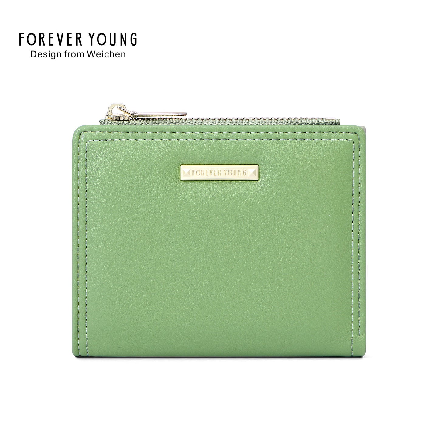 forever young short two-fold side-pull wallet women's simple multi-card slot multi-function ultra-thin coin purse 