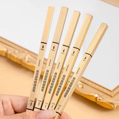 Foreign trade small gold chopstick eyebrow pencil small gold bar double-headed eyebrow pencil square tube small triangle thin rotation not easy to fade cross-border makeup