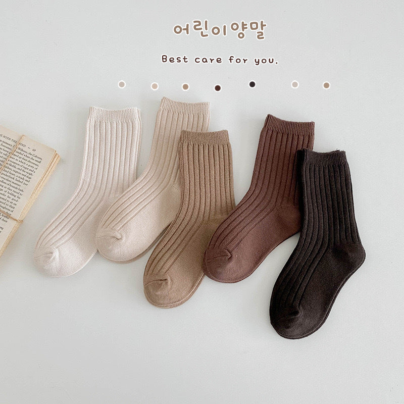 ស្រោមជើងកុមារ Elmo Beibei 2024 Spring Baby Plain Breathable Socks Cotton Socks Boys and Girls Pit Socks 5 Pairs