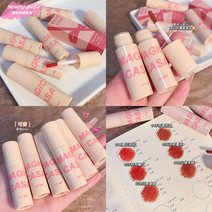 MAGIC CASA បំពង់ម្សៅតូច lip mud mousse lip glaze matte water mist velvet lipstick ជាប់បានយូរ ធ្វើអោយស 