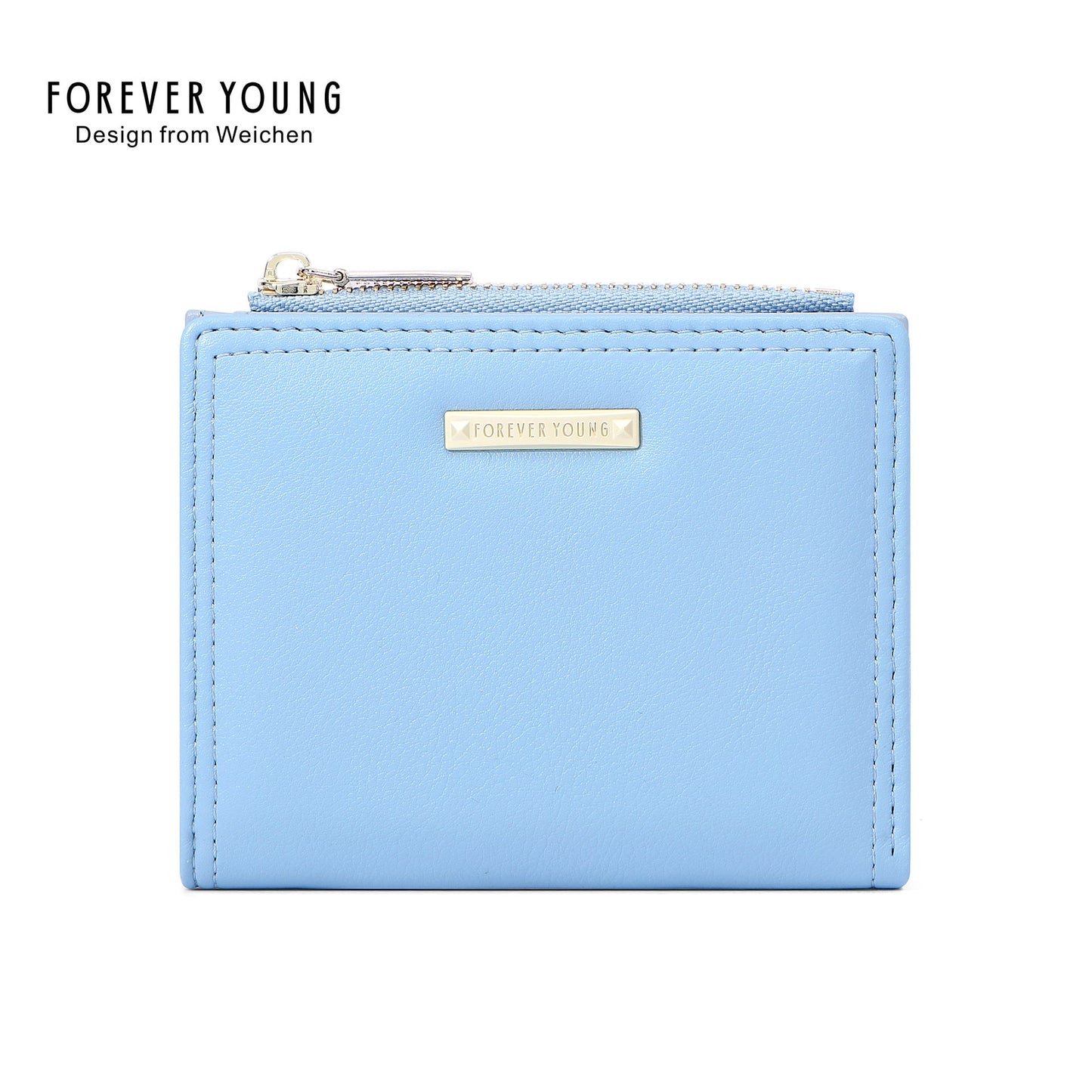 forever young short two-fold side-pull wallet women's simple multi-card slot multi-function ultra-thin coin purse 