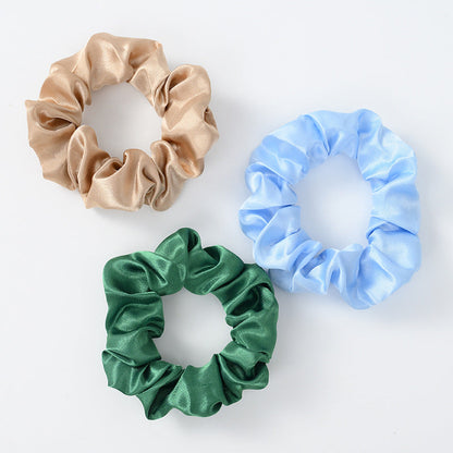 2022 new solid color satin hair ring pig intestines go out black all-match hair accessories headband hair ring wholesale stall