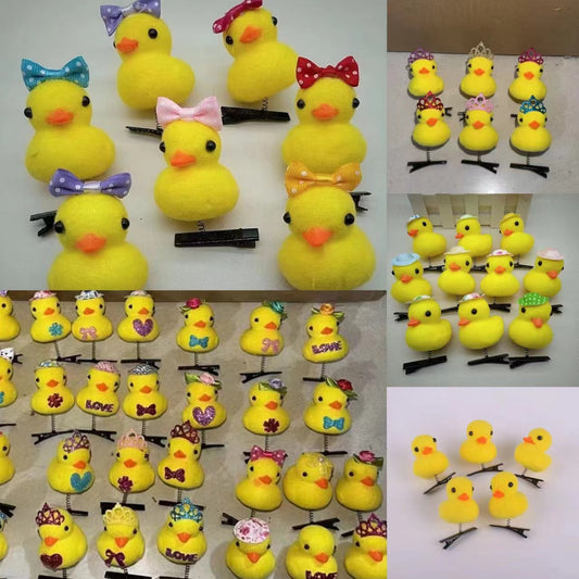 Cute little yellow duck hairpin peach heart hair accessories duck headdress wholesale student girl children's gift small toy