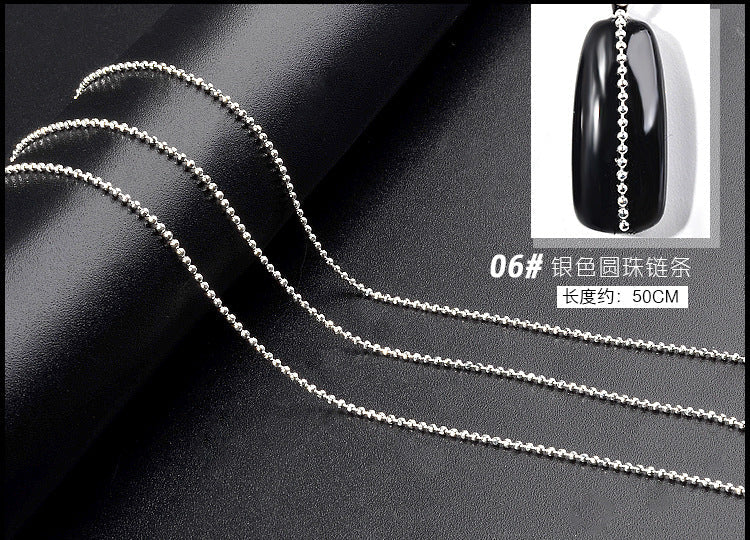 Cross-border Japanese nail chain ultra-fine zipper nail jewelry nail decoration chain nail metal chain