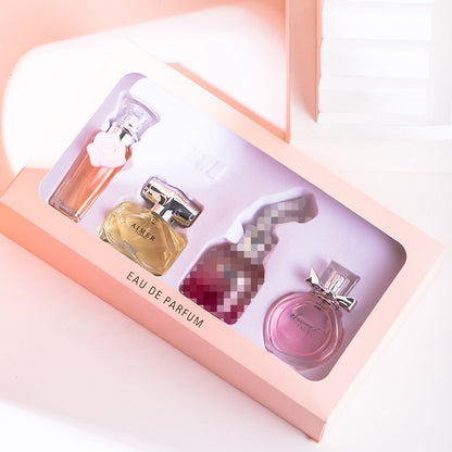 Flower Story Women's Perfume Four-piece Set Live Streaming Hot Gift Box Perfume for Girls Fresh and Light Fragrance 