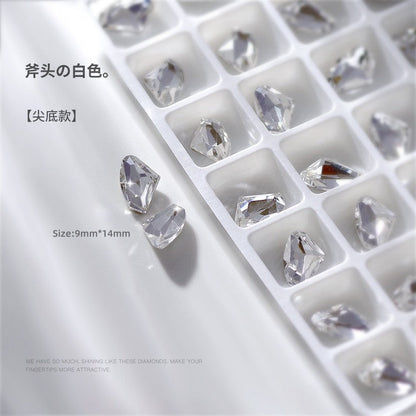 Nail art diamond jewelry special-shaped diamond white crystal transparent color pointed bottom crooked heart axe water drop rectangular butterfly nail diamond