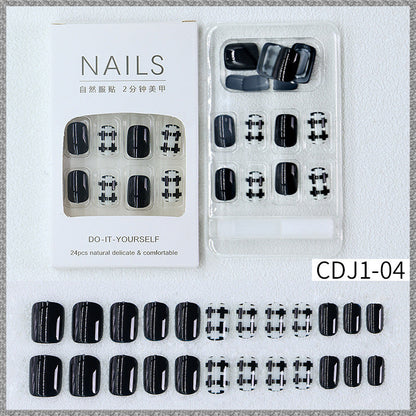 New hot sale wearable nail tips wholesale French simple ice transparent nail art finished product removable nail stickers thin