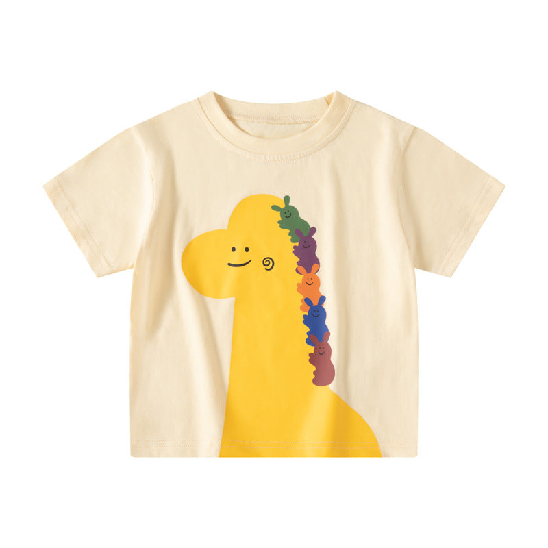 Korean children's clothing summer new products cross-border live broadcast supply cartoon children's short-sleeved T-shirt loose drop shoulder boy clothes