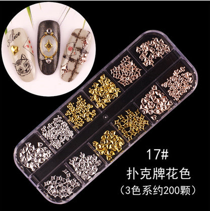 Nail accessories rhinestones flat bottom diamonds hollow rivet nail stickers diamond sequins colored diamonds flat bottom pearl shell pieces Japanese style