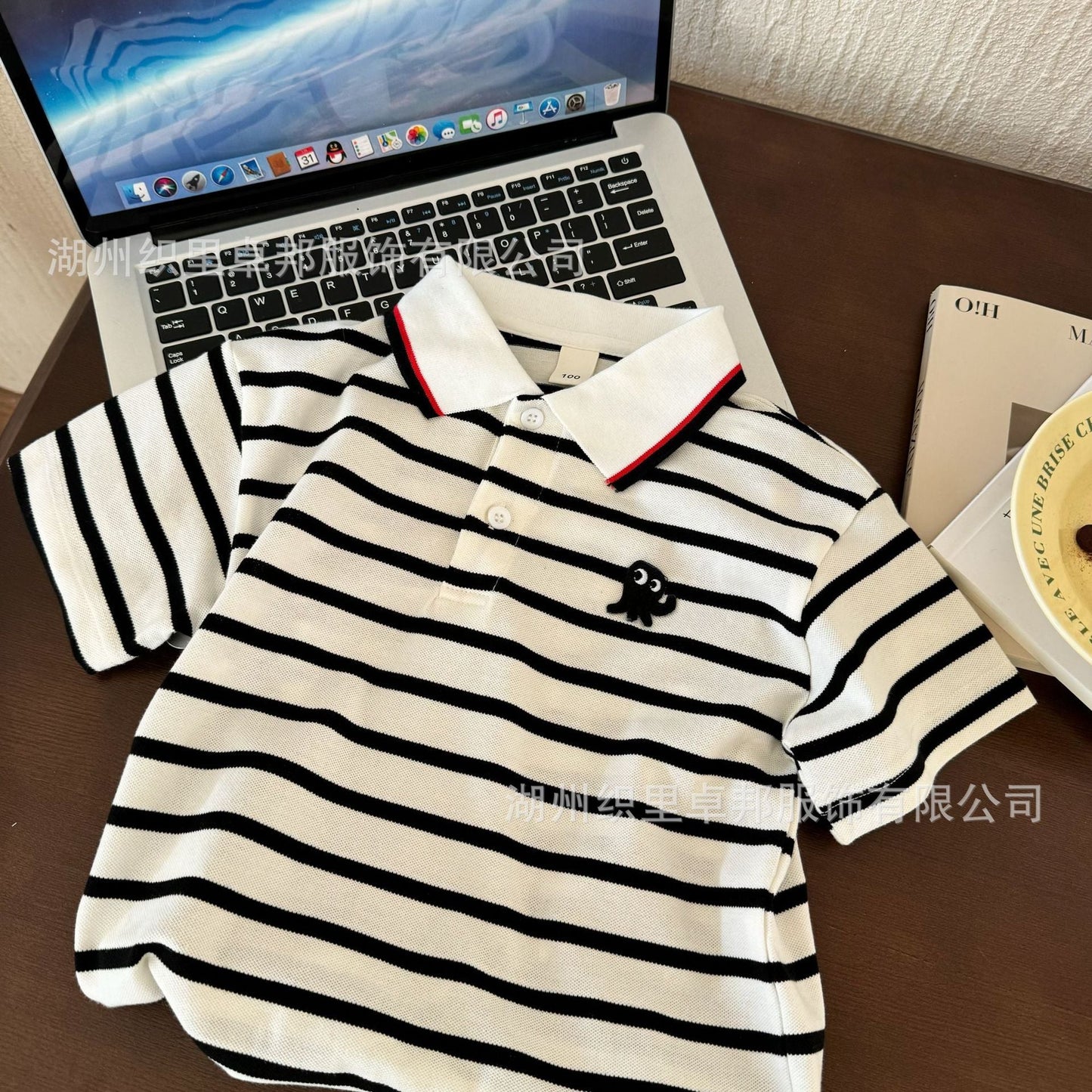 Children's clothing 2024 summer new children's striped T-shirt fashion trend boys Polo shirt baby short-sleeved T