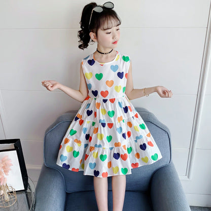 Girls summer vest dress 2024 new style children's cotton dress sleeveless princess dress Korean version suspender skirt