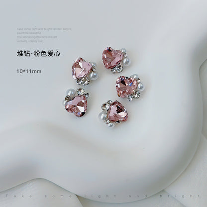 Nail art diamond jewelry wearable nail art pointed bottom crystal pile diamond finished product fat square pearl rhinestone diamond ball nail accessories