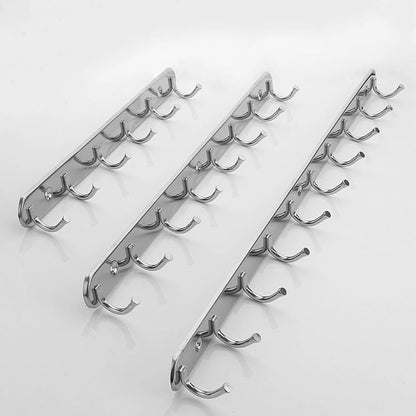 6 hooks 10 yuan store department store non-magnetic stainless steel bathroom clothes hook solid wall hanging door behind the clothes and hat row hook stall products