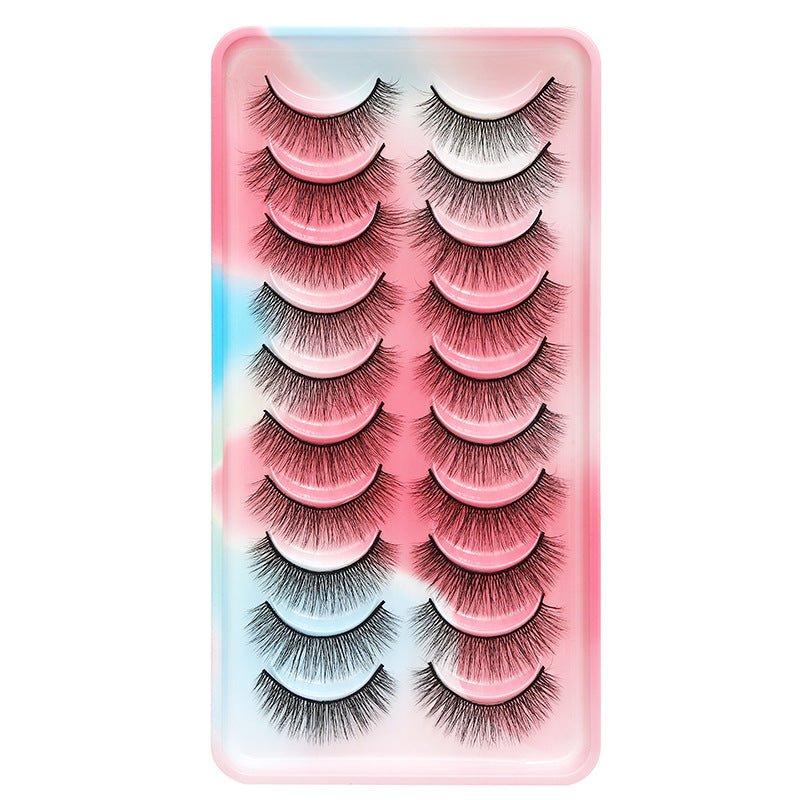 Dingsen false eyelashes factory European and American stable cross-border supply 10 pairs of natural curling thick eyelashes