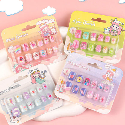 Children's cartoon nail stickers baby toy nail pieces finger wear nails new cute princess self-adhesive nail stickers