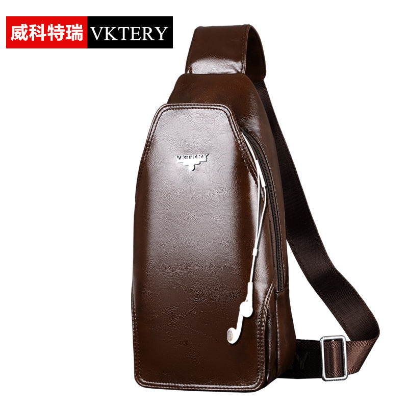 Vicoteri trendy men's chest bag Korean style fashion black men's chest bag British crossbody men's chest bag