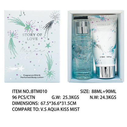 Cross-border supply of women's perfume Vietnam Southeast Asia Thailand box body lotion two-piece set lasting perfume wholesale