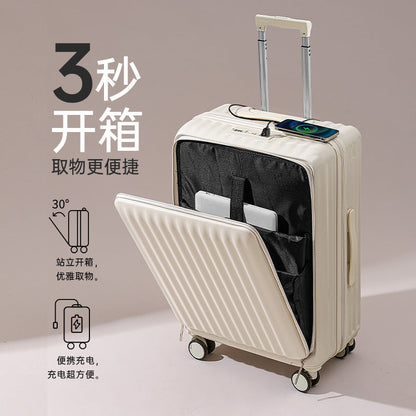 Front opening USB interface suitcase for women and men multifunctional travel case 20 inch 24 inch new model boarding case trolley 