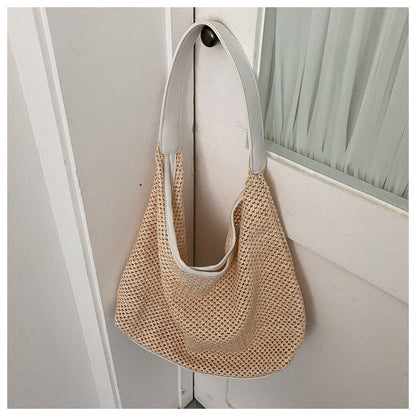 2024 new women's bag trend urban simple shoulder bag retro woven high value all-match tote bag wholesale 