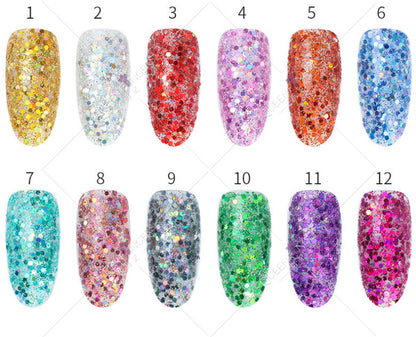 Zhifei nail polish sequins 1g mixed sequins flash hexagonal sequins laser hexagonal glitter powder brilliant fine powder