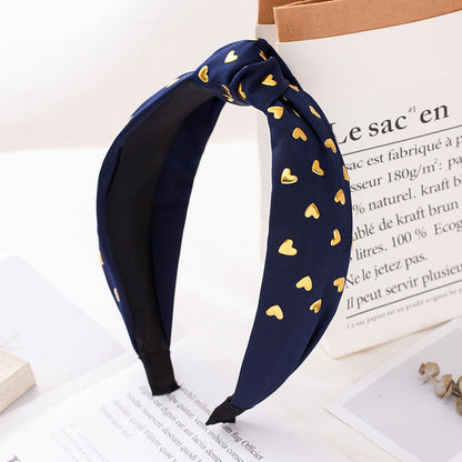 Women's Korean style heart-shaped rhinestone knotted head buckle simple Korean style hair card cloth art temperament wide-rimmed headband hair cave