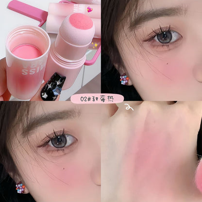 2023 Mirror Stick Blush Stick ពណ៌ផ្កាឈូក និង Vitrant  ស្បែកសរបស់ក្មេងស្រី Cute Blush ពណ៌ផ្កាឈូក Matte បែបកូរ៉េ