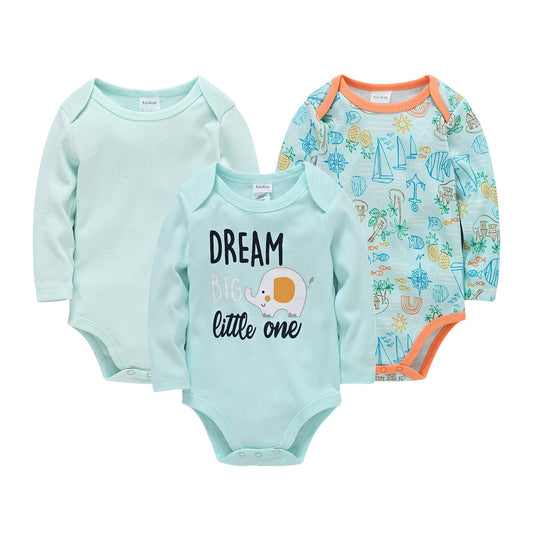 Baby cartoon newborn onesie baby envelope collar long sleeve triangle romper three-piece baby romper