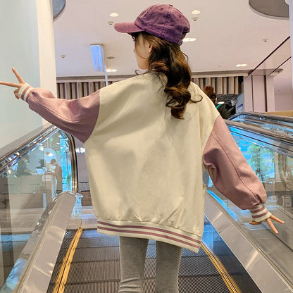 2024 season girls boys cardigan jacket spring middle and large children children's baseball uniform western-style jacket top loose Korean trend