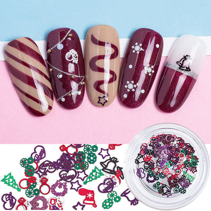 Zhifei nail accessories Christmas snowflake sequins mixed 9 metal snowflake computer chips colorful hollow metal sequins