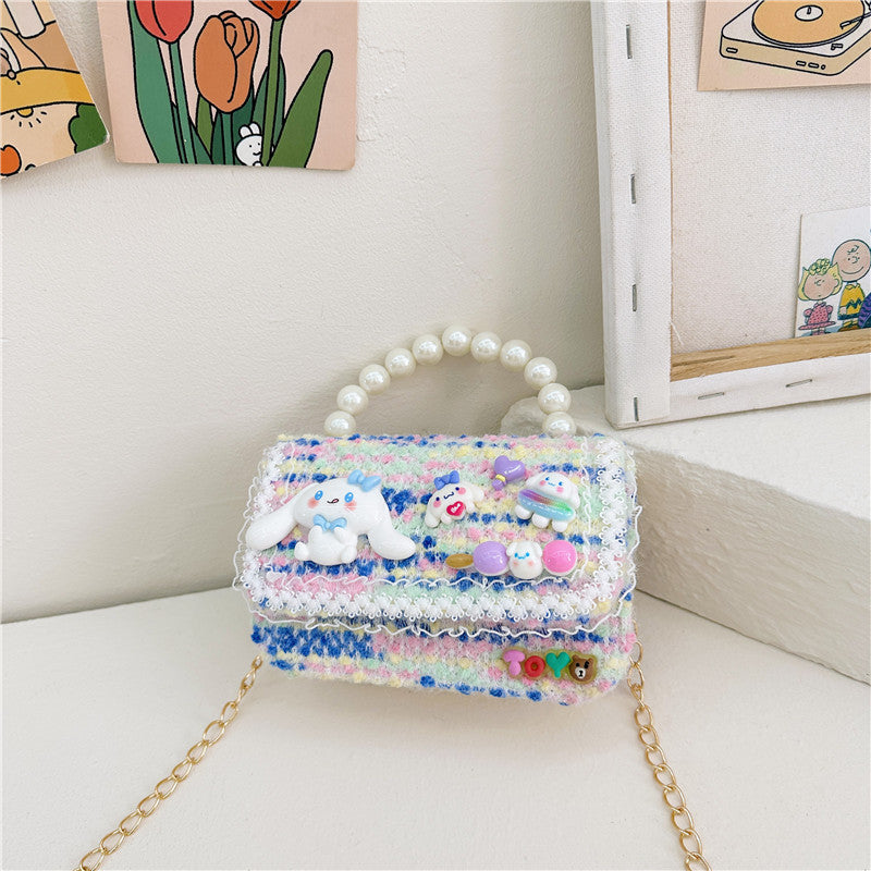 Fashion Pearl Handbag Children's Bag Simple Chain Girls Messenger Bag Beaded Mini Parent-child Shoulder Bag Wholesale 