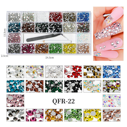 Nail art diamond jewelry 21-grid flat-bottomed special-shaped diamonds of different sizes mixed nail art diamonds special-shaped glass diamonds DIY accessories set