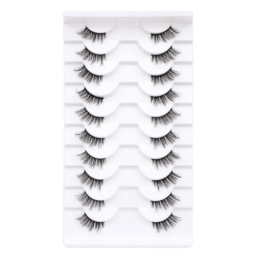 DINGSEN false eyelashes factory wholesale cross-border three-dimensional curled eyelashes multi-layer thick half eyelashes half