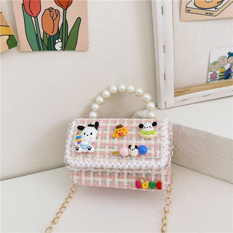 Trendy Chanel style all-match children's bag female fashion plaid small square bag simple baby girl accessories handbag wholesale