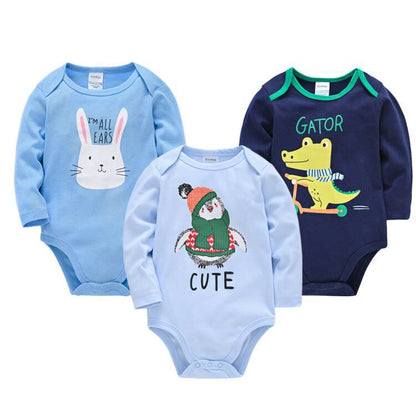 Newborn baby clothes 3-piece set Amazon long-sleeved European and American baby clothes for boys 0-2 years old baby pajamas cross-border