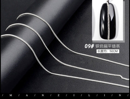 Cross-border Japanese nail chain ultra-fine zipper nail jewelry nail decoration chain nail metal chain