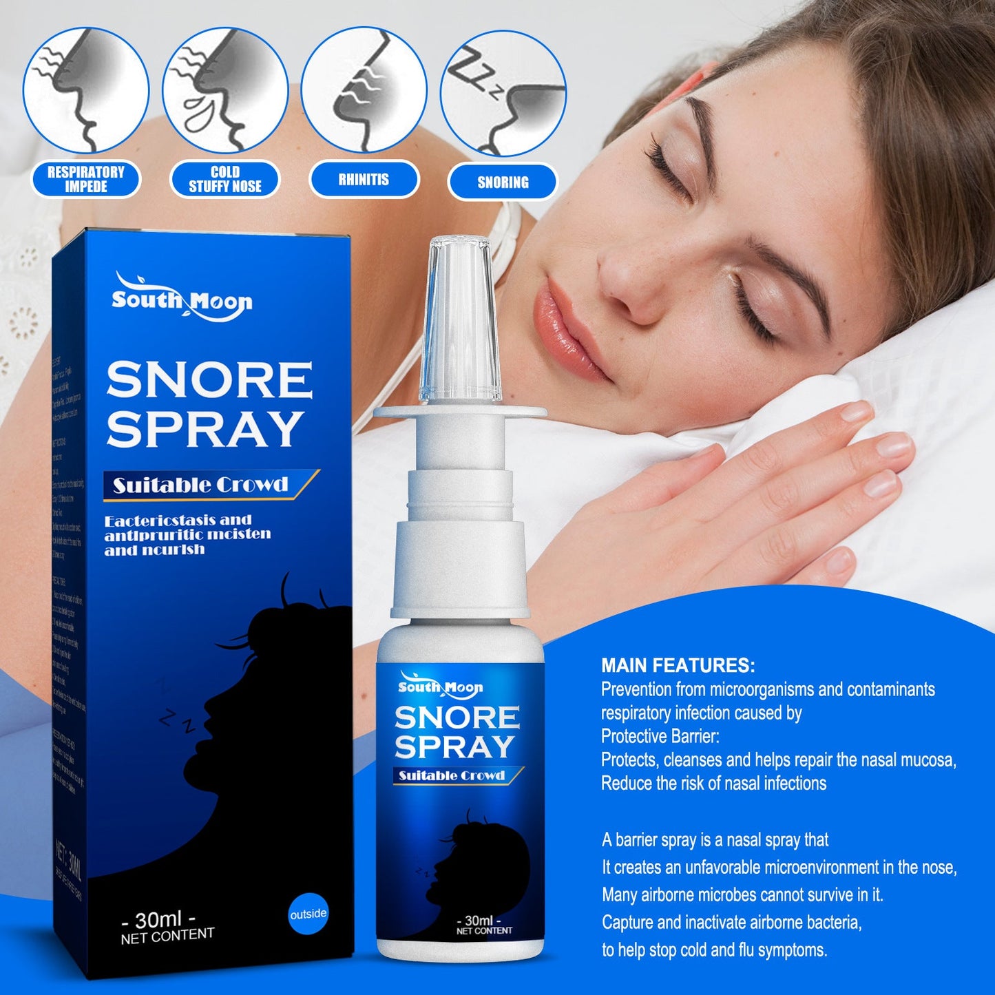 Herbal anti-snoring spray Herbal plants soothe nasal snoring anti-snoring spray Plant essence nasal spray 