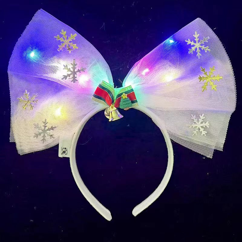 Christmas cute glittering plush snowflake bell headdress bow headband night market stall performance props