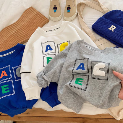 Children's sweatshirt 2023 Bangcheng spring new product boy Korean version three-dimensional letter sweatshirt baby pullover C0189