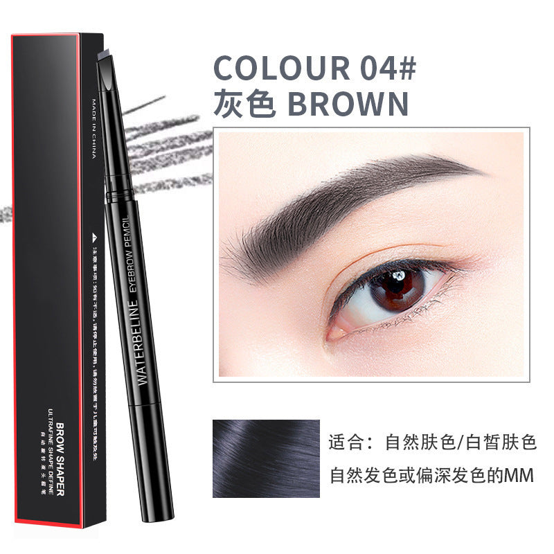 2023 new double-headed eyebrow pencil waterproof and sweat-proof natural ultra-fine automatic non-smudge makeup cross-border live broadcast