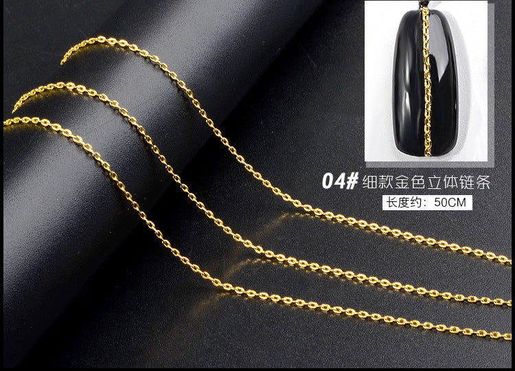 Cross-border Japanese nail chain ultra-fine zipper nail jewelry nail decoration chain nail metal chain