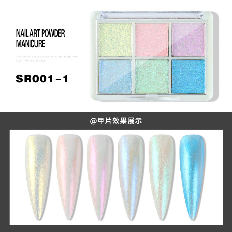 Internet celebrity same style nail art six colors solid magic mirror powder tycoon gold aurora 6 colors magic mirror powder no flying powder laser titanium gold