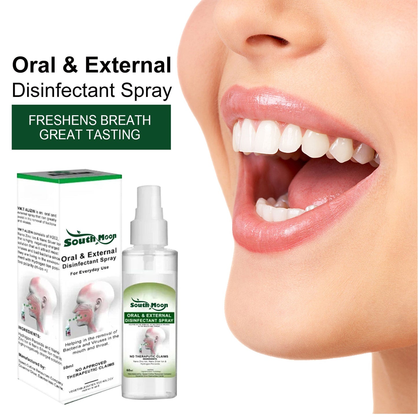 South Moon Oral Spray Relieves Dry Oral Itch Discomfort Gum Repair Bad Breath Breath Freshener 