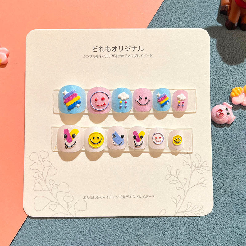 Children's nail stickers girls wear nails self-adhesive nail stickers cartoon cute princess false nail pieces embossed nail pieces