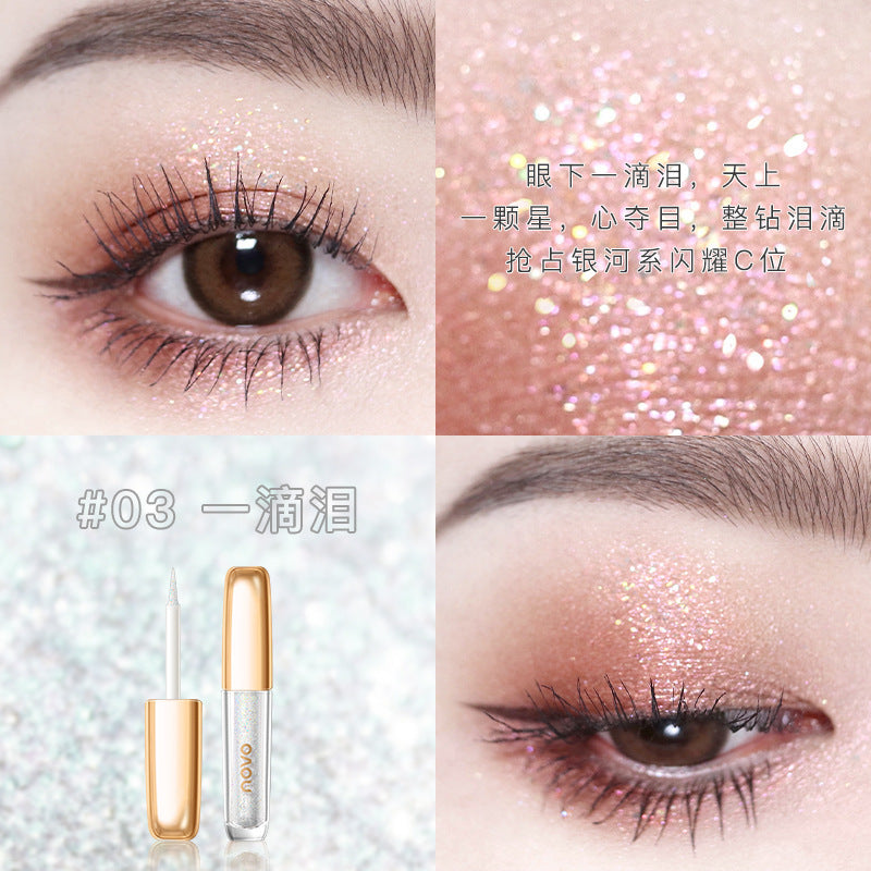 NOVO Crystal sparkling eye shadow រាវ pearlescent silkworm sequin glitter waterproof teardrop eye shadow ពណ៌តែមួយ 