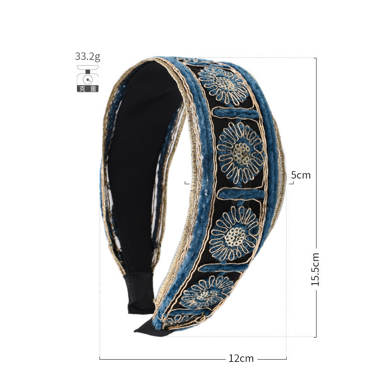 Cross-border new blue wide-brimmed sunflower headband high skull top pressure cool headband manufacturer headband hair accessories wholesale