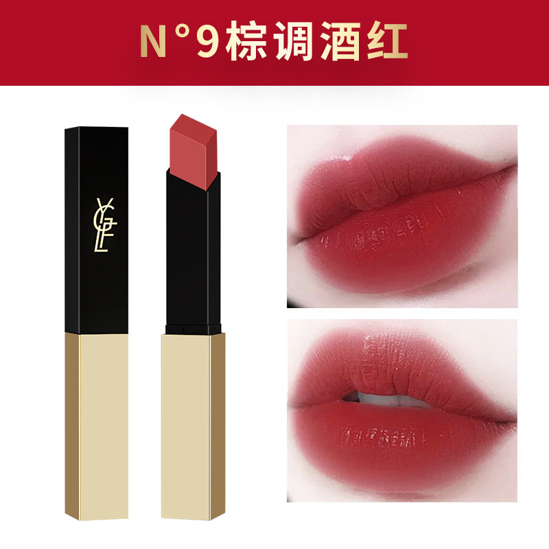 Dixianger Yangshulin small gold tube thin strip lipstick matte velvet matte color moisturizing lipstick retro red wholesale 