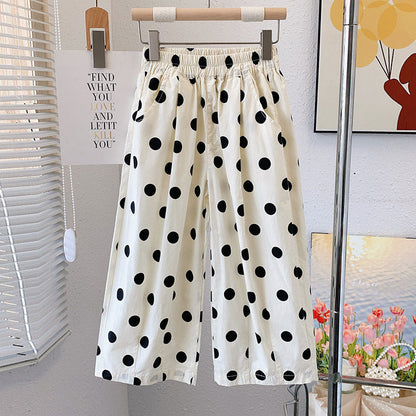 Girls' summer pure cotton anti-mosquito pants large polka dot closed cotton loose fat grandma pants Yamamoto thin style cool Korean version