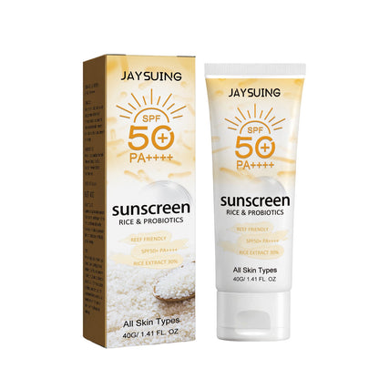 Jaysuing Probiotic Rice Organic Protective Cream Face Body Outdoor UV Protection Non-Greasy 