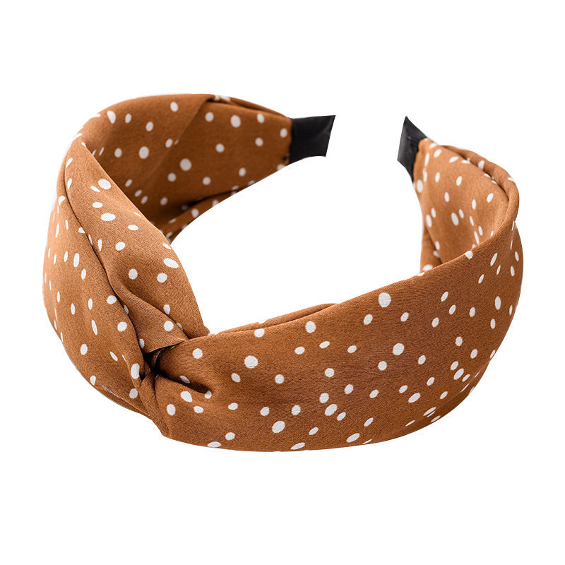 Korean style simple temperament headband women's polka dot cross knotted head buckle cartoon cloth hairpin Korean style headband hair cave