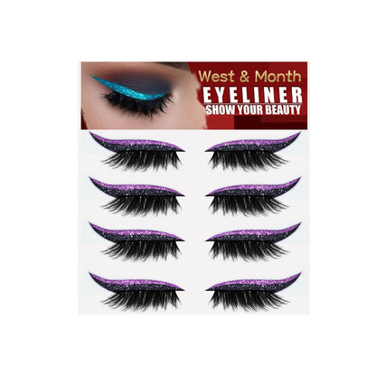 West&amp;Month 4 pairs of eyelash eyeliner stickers without glue, self-adhesive frozen glue strips, curling false eyelashes 